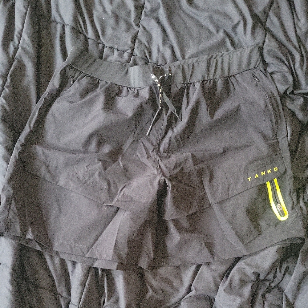 TANKD Black and Yellow Athletic Shorts